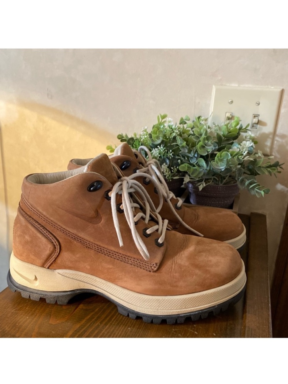 Vintage Nike ACG Brown Leather Hiking Trail Winter Boots 030507 Size 8 Y2K